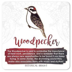 Woodpecker‎ Bird Enamel Pin - Gold Plated Nature Jewelry - Wildlife Brooch